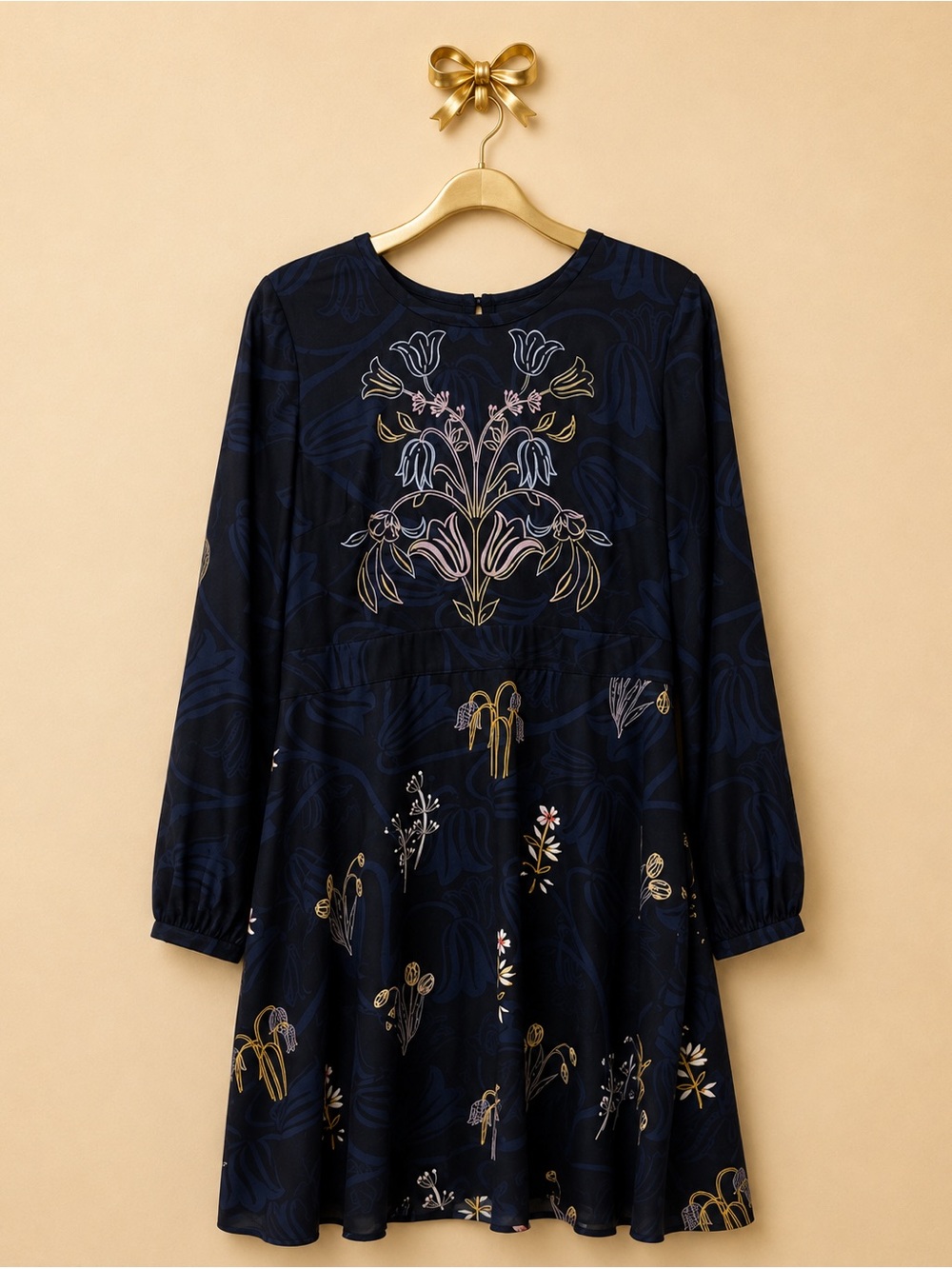 LOFT Navy Blue Dress with Subtle Stitching